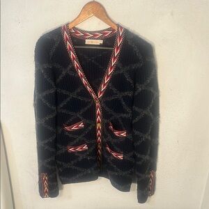 Tory Burch Black and Gray Cardigan